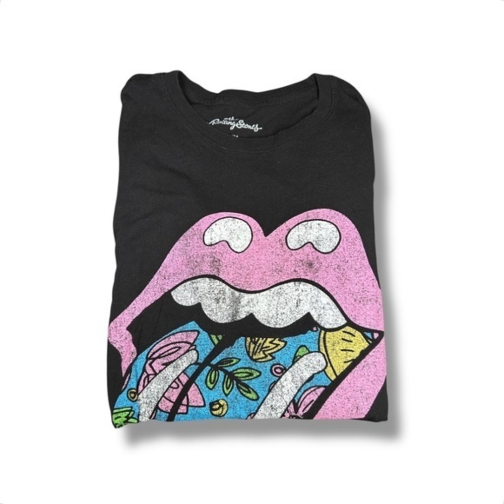 The Rolling Stones Black and Bubble Gum Graphic Band Tee Sz S/M - "Jeremiah"